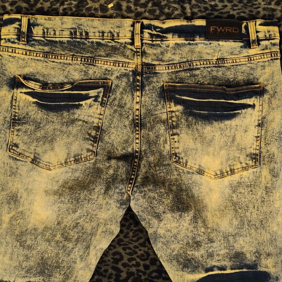 FWRD DENIM Acid Wash Distressed Jeans - Size 44 - Patched Rips - Picture 6 of 9